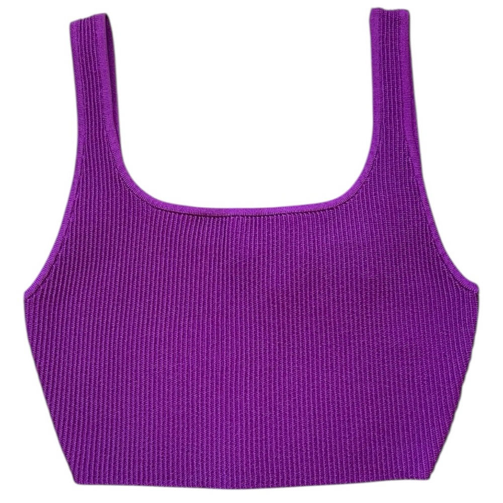 NWT Aritzia Babaton Sculpt Knit Squareneck Cropped Tank Top in Ube Purple
